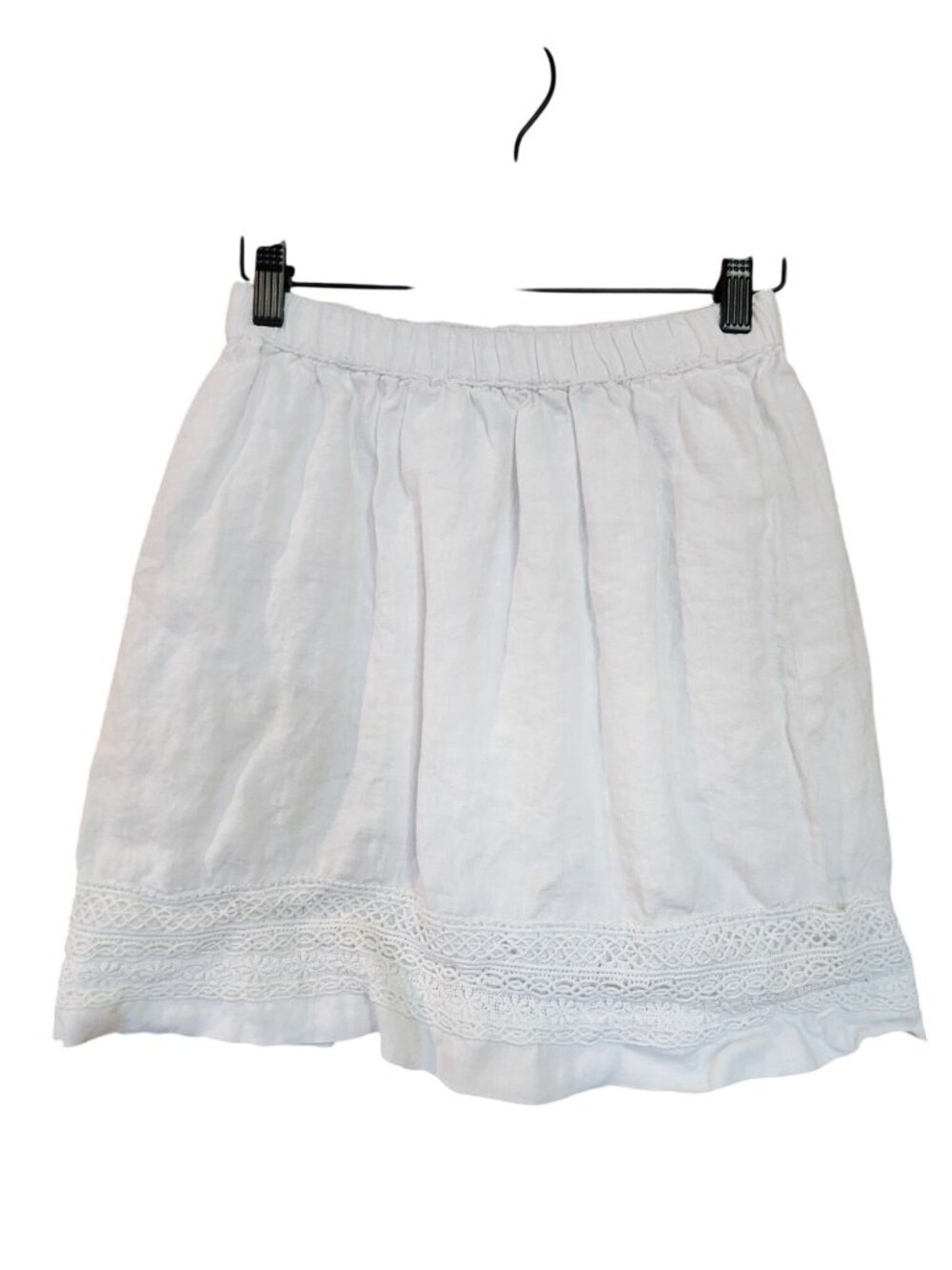 Banana Republic White Lace Trim Mini Skirt 100% Linen Lined Size 0
